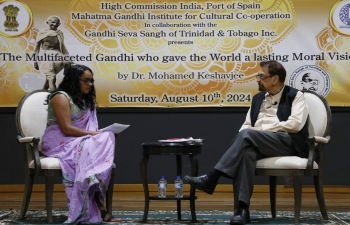 In celebration of Bharat week,  HCI and MGICC in collaboration with Gandhi Seva Sangh of T&T Inc hosted a lecture on “The Multifaceted Gandhi Who Gave The World A Lasting Moral Vision,” by Mr. Mohammed Kashavjee on 10 August, 2024 at MGICC.